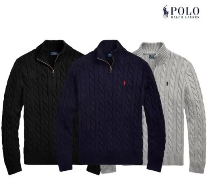 폴로 꽈배기 반집업 니트(3컬러)